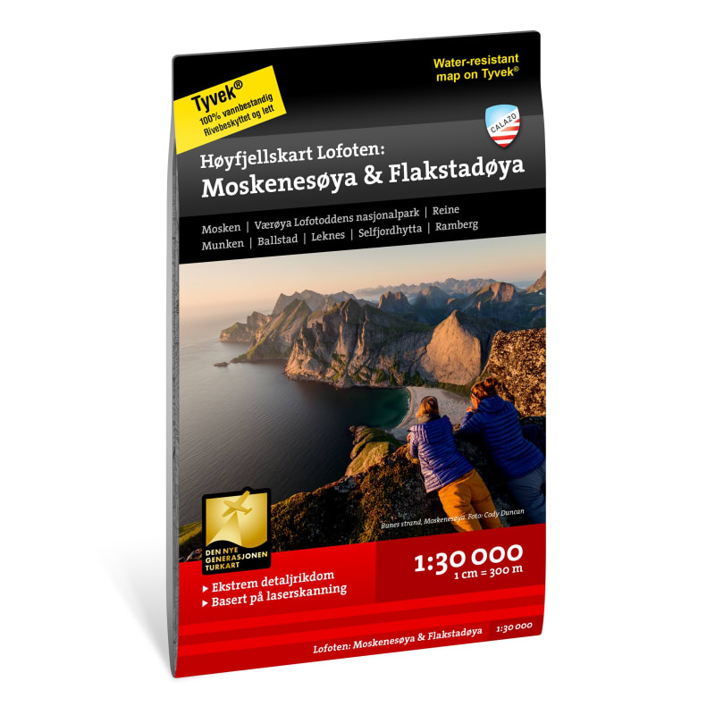 Calazo förlag Høyfjellskart Lofoten: Moskenesøya & Flakstadøya Nocolour