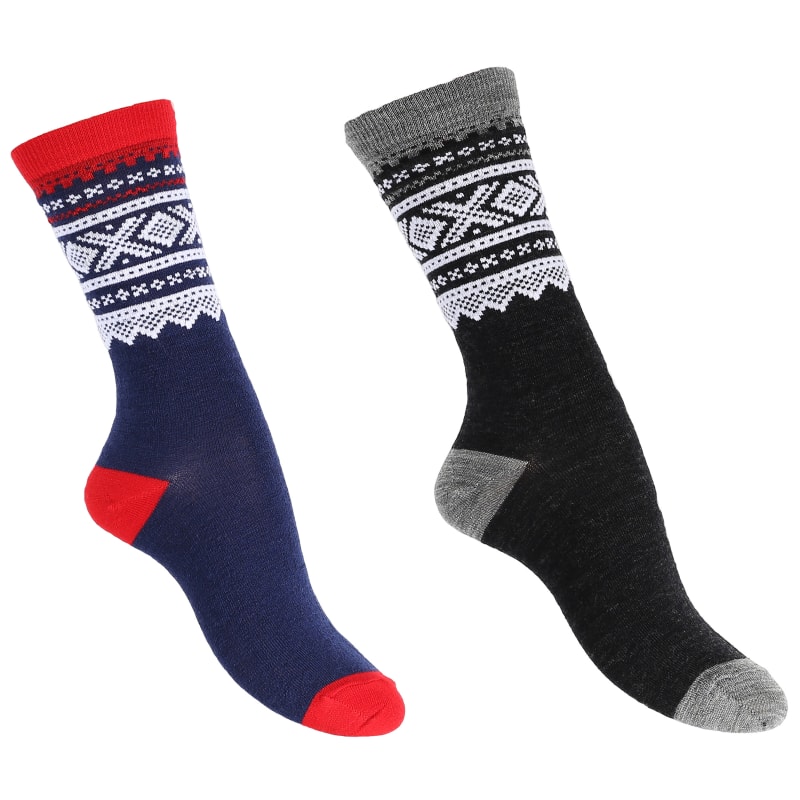 Marius Kids Thin Wool Socks 2-pack Grey And Navy