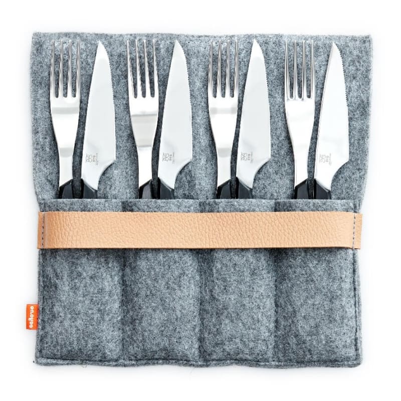 ØYO Steak Cutlery 8 Pieces Grey/Black