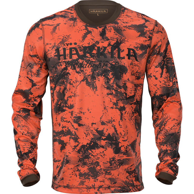 Härkila Men’s Wildboar Pro L/S T-shirt Axis Msp® Orange Blaze/Shadow Brown