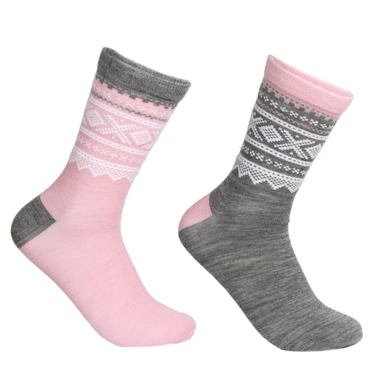 Marius Kids Thin Wool Socks 2-pack Grey And Lotus Pink