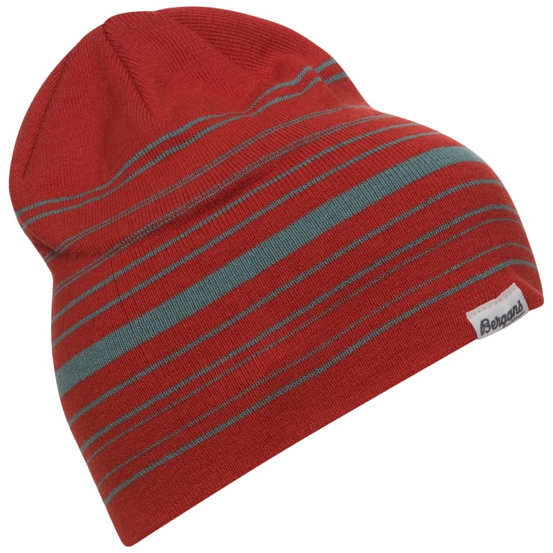 bergans Striped Beanie Red Sand/Light Forest Frost