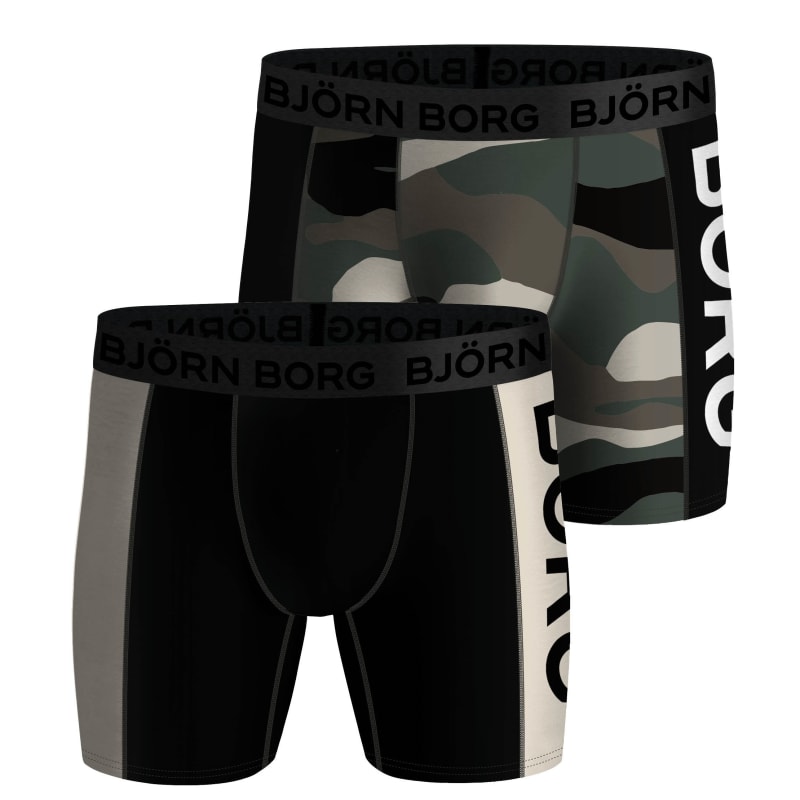 Björn Borg Men’s Performance Boxer Panel 2P Green/Black