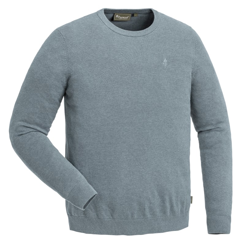 Pinewood Men’s Värnamo Crewneck Knitted Sweater Storm Blue Melange