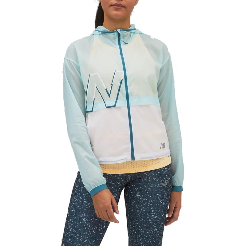 New Balance Women’s Printed Impact Run Light Pack Jacket Pale Blue Chill
