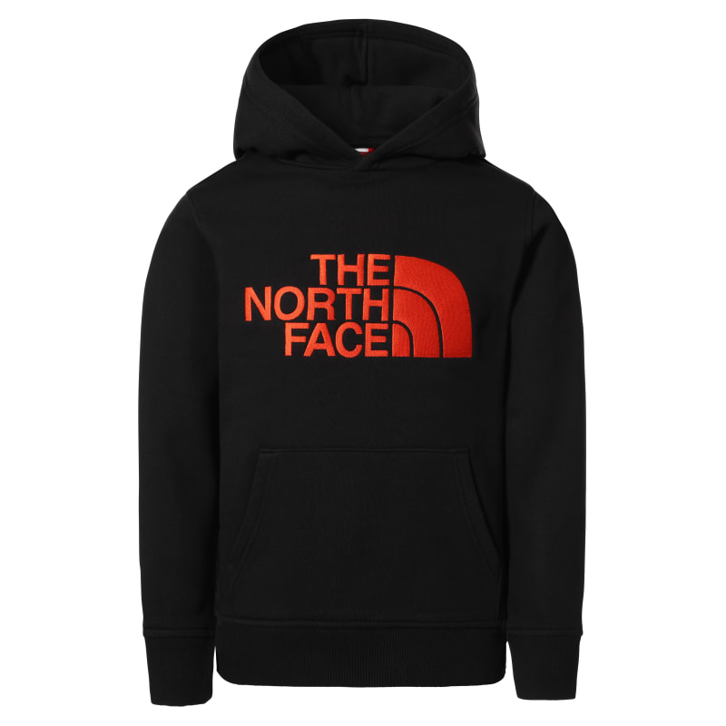 The North Face Youth Drew Peak Pullover Hoodie TNF Black/Red Orange