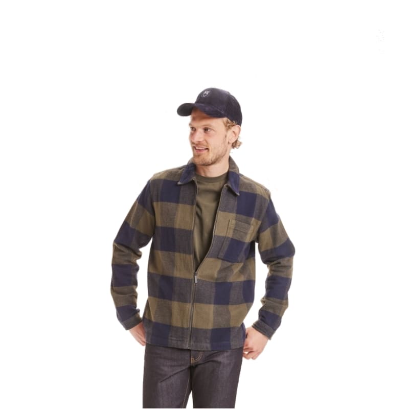 Knowledge Cotton Apparel Men’s Pine Checked Heavy Flannel Overshirt Forrest Night