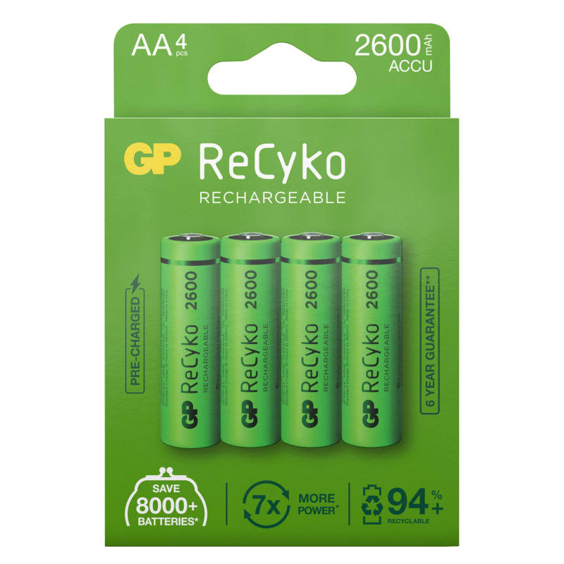 GP Batterier GP ReCyko AA-batteries 2600mAh 4-pack Green