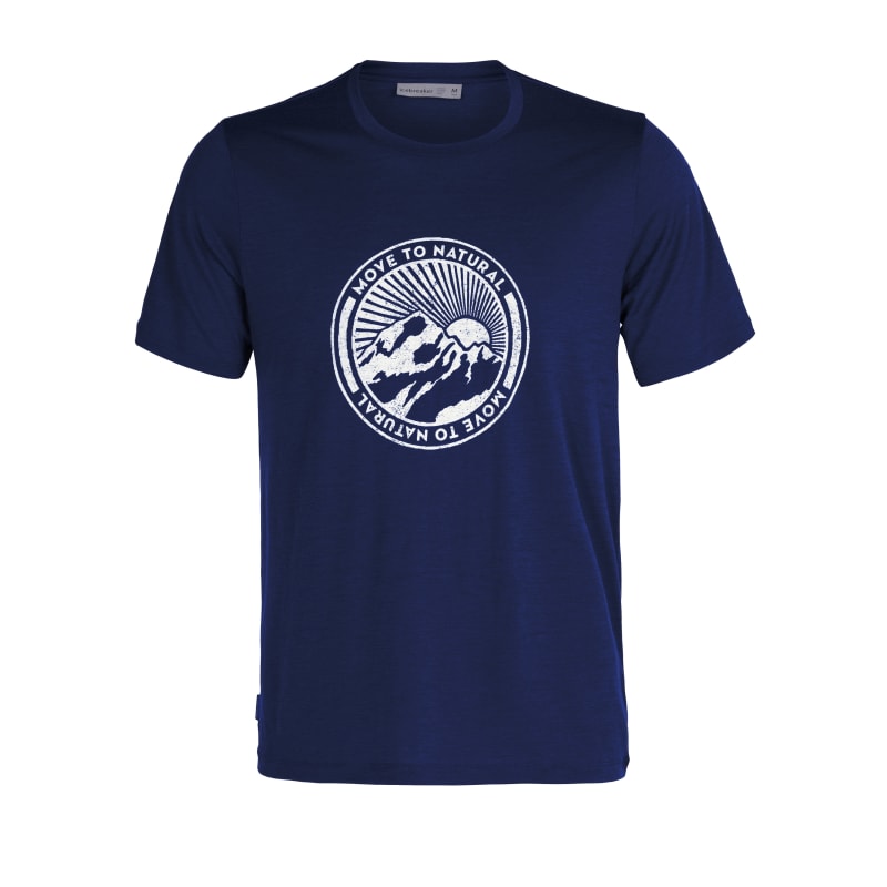 Icebreaker Men’s Merino Tech Lite II Short Sleeve T-Shirt Move to Natural Mountain Royal Navy