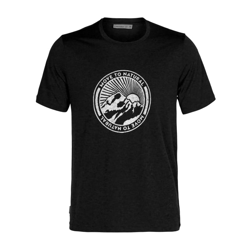 Icebreaker Men’s Merino Tech Lite II Short Sleeve T-Shirt Move to Natural Mountain Black