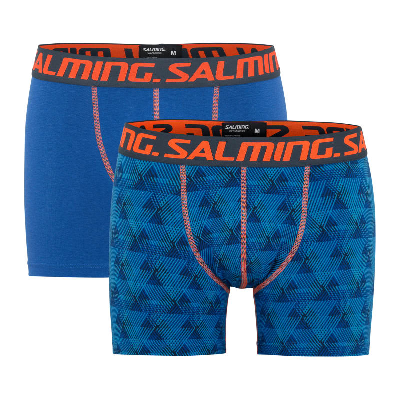 Salming Rule 2-pack Long Boxer Navy/Blue printed