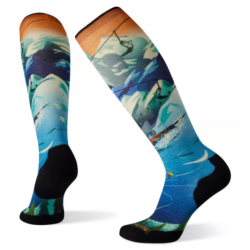SmartWool Ski Targeted Cushion Lift Bunny Print Over The Calf Socks Neptune Blue
