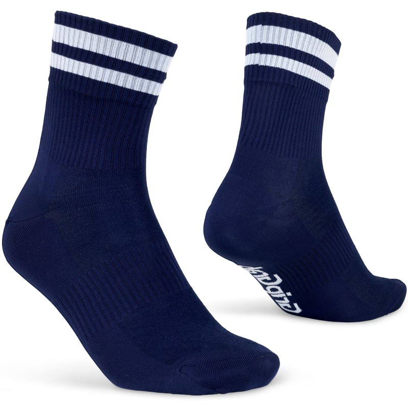 GripGrab Original Stripes Crew Socks Navy Blue