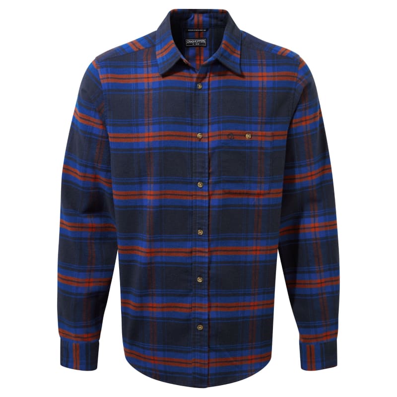 Craghoppers Men’s Wilmot Long Sleeved Shirt Blue Navy/Potters Clay