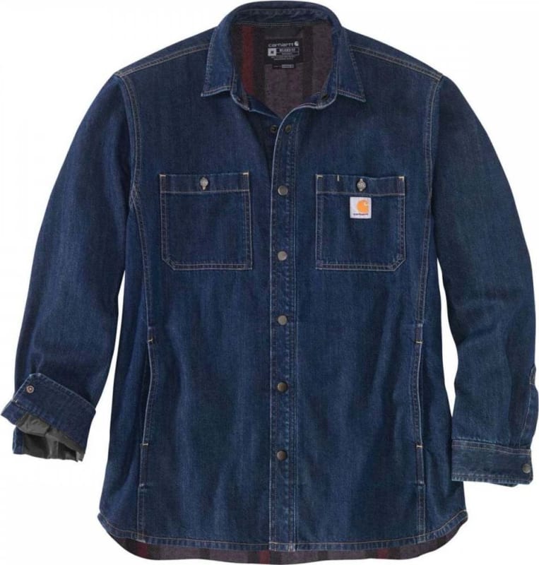 Men’s Denim Fleece Lined Snap Front Shirt Jacket