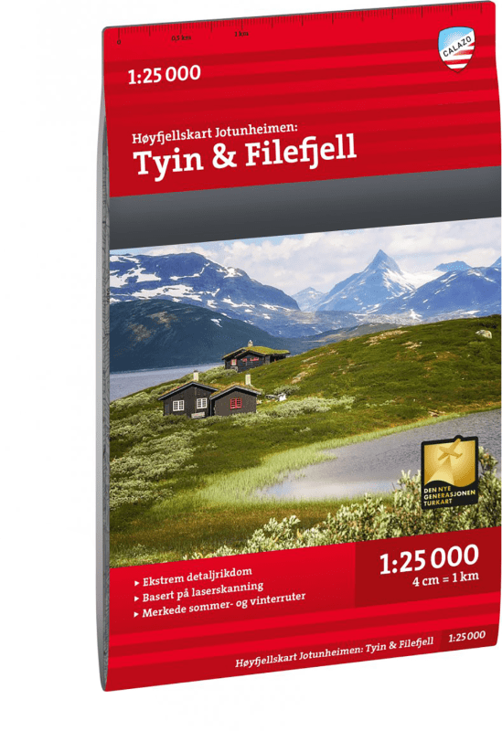 Høyfjellskart Jotunheimen: Tyin & Filefjell 1:25.000