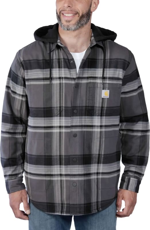 Men’s Flannel Fleece Lined Hooded Shirt Jacket