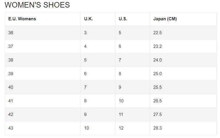 teva size guide