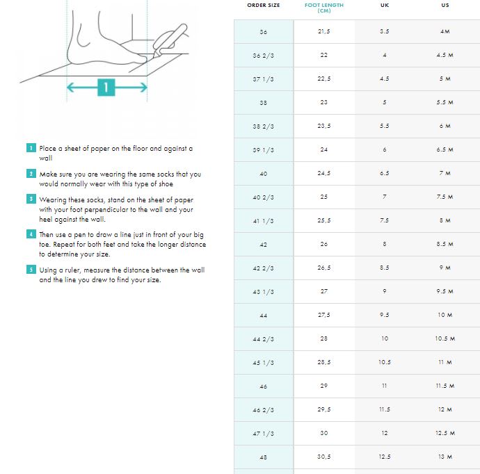 Salomon size chart deals